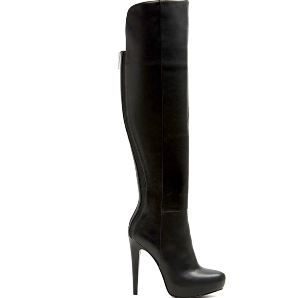 Aldo Thardossi Black Over the Knee Genuine Leather Boots | New & Never Worn!